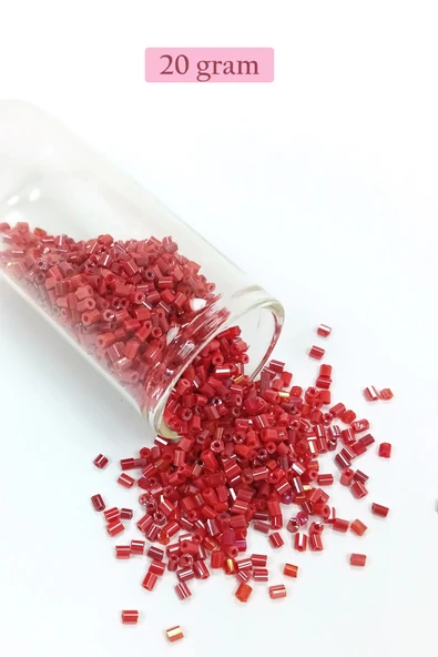 Kesme Cam Boncuk 2mm - 20 Gram - Koyu Kırmızı -BNC322 ürün görseli 1