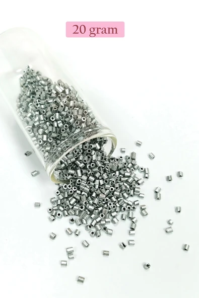 Kesme Cam Boncuk 2mm - 20 Gram - Mat Gümüş -BNC333 ürün görseli 1
