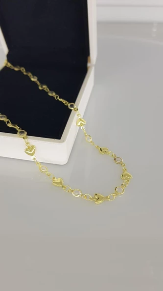 Kalp 14K Gold Zincir Çelik kolye ürün görseli 1