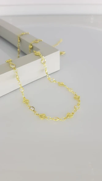 Kalp 14K Gold Zincir Çelik kolye - Resim 3