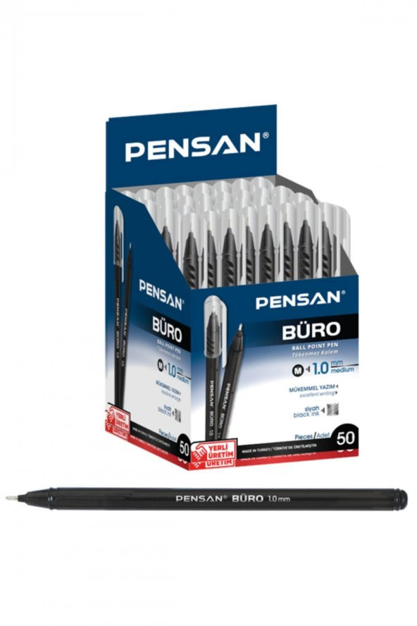 Tükenmez Kalem 50 Adet Siyah Renk 1.0mm Büro Tipi Ballpoint Pensan Büro Tükenmez Kalem 50 Adet Siyah Renk 1.0mm 2270 ürün görseli 1