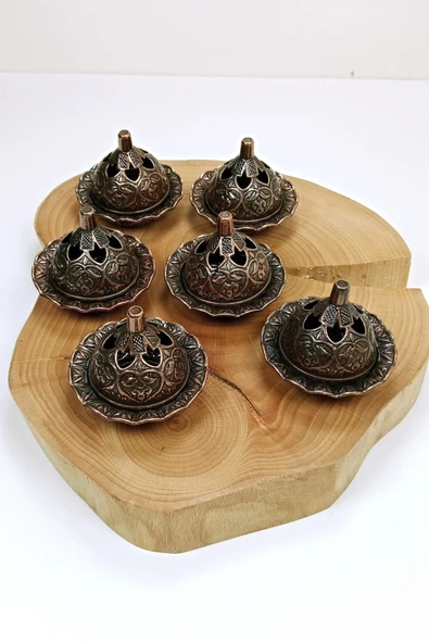 6 Lı Mini Eskitme Osmanlı Temalı Koyu Renk Lokumluk Sunum ürün görseli 1