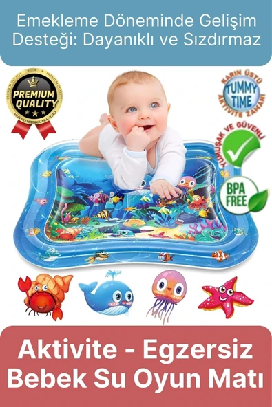 Premium Bebek Oyuncağı Eğlenceli Karın Üstü Aktivite Egzersiz BPA İçermez Emekleme Su Oyun Matı ürün görseli 1