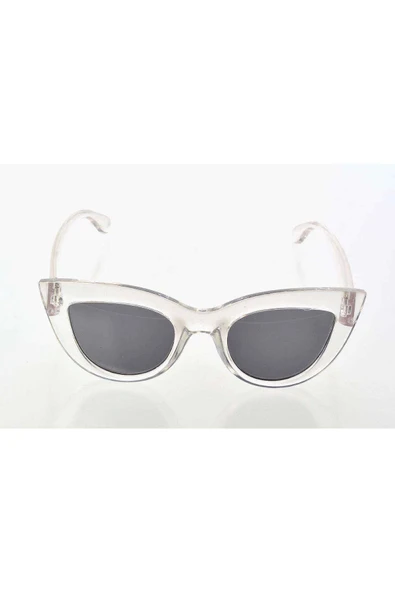 Şeffaf Beyaz Çerçeve Cat Eye Kadın Güneş Gözlüğü - Moda Gözlük ürün görseli 1