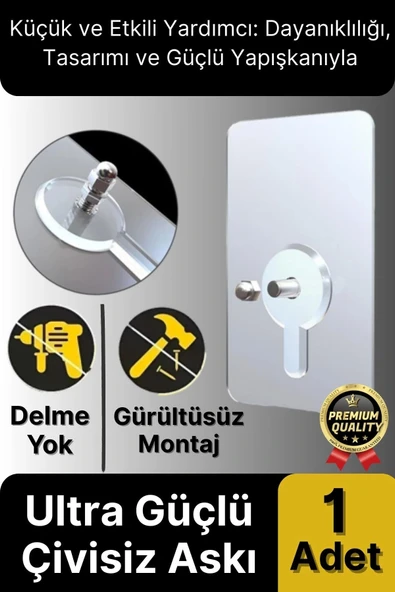 Süper Sağlam İz bırakmaz Çerçeve Tablo Banyo Mutfak Ultra Güçlü Yapışkanlı Çivisiz Askı 1 Adet ürün görseli 1