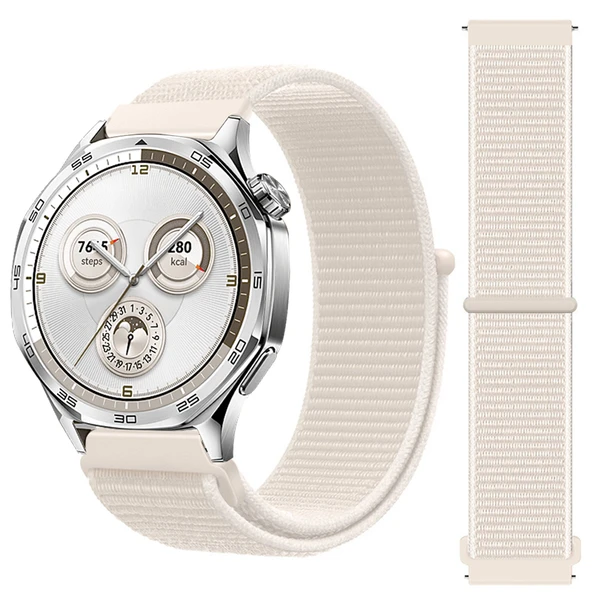 Huawei Watch GT5 46mm GT4 46mm İle Uyumlu Ayarlanabilir Cırt Cırtlı Yumuşak Spor Kumaş Örgü Kordon  Starlight ürün görseli 1