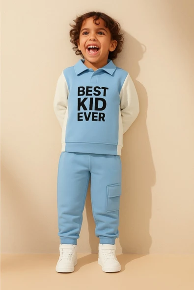 ESİLA KİDS Erkek Çocuk Takım Eşofman Takımı Sweat & Kargo Cepli Alt 2'li Spor Set Mevsimlik 4-8 Yaş ürün görseli 1