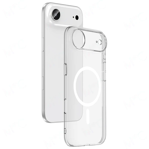 iPhone 17 Air Kılıf Kablosuz Şarj Özellikli Şeffaf Kamera Çerçeveli Porto Kapak ürün görseli 1