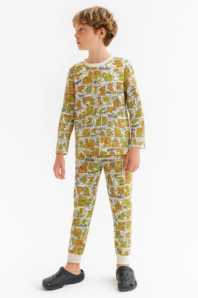 ESİLA KİDS Erkek Çocuk Pijama Takımı Desenli Pamuklu Uzun Kollu Pijama Takımı 2-6 Yaş ürün görseli 1