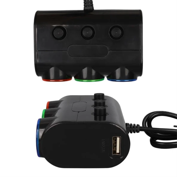 Olesson 1523 12-24V Çift Usb Girişli 120W 80cm Kablolu 3 Lü Araç Çakmak Çoklayıcı Çakmaklık Çoğaltıcı ürün görseli 1