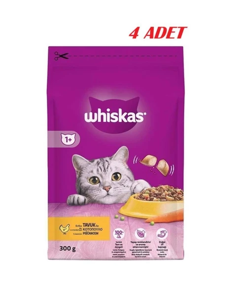 Whiskas Tavuklu Sebzeli Kuru Kedi Maması 300 Gr*4 ADET ürün görseli 1