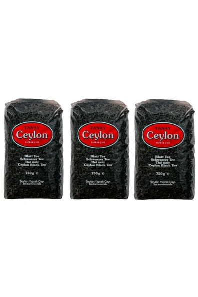 Tanay Ceylon Ithal Sri Lanka Siyah Yaprak Seylan Çayı Kaçak Çay 750 gr X 3 Adet (2.250 GR) ürün görseli 1