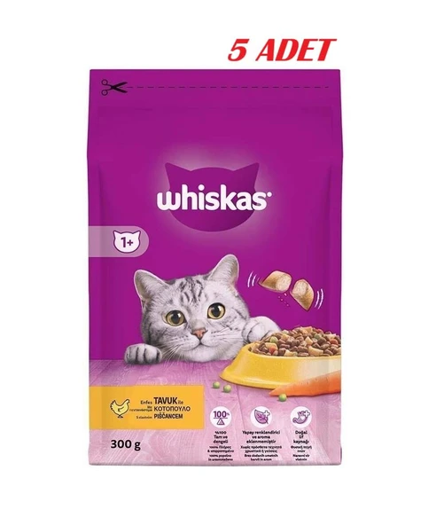 Whiskas Tavuklu Sebzeli Kuru Kedi Maması 300 Gr*5 ADET ürün görseli 1