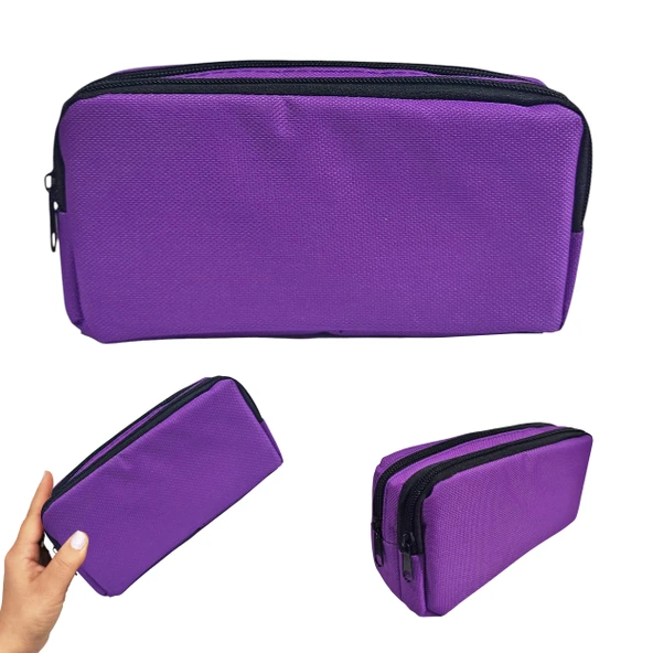 Mor Kalem Kutusu ( iki Bölmeli ) Çift Gözlü Kalemlik ürün görseli 1