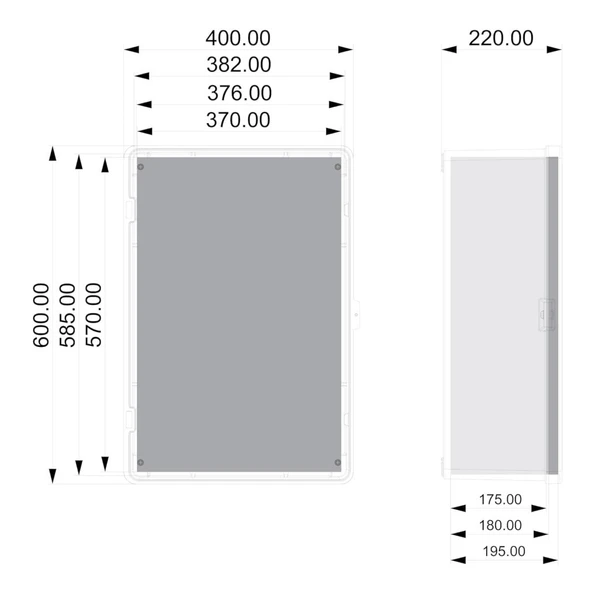 400x600x220 mm Taban Saclı Polyester Pano - Resim 3