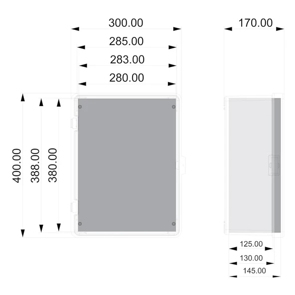 300x400x150 mm Taban Saclı Polyester Pano - Resim 2
