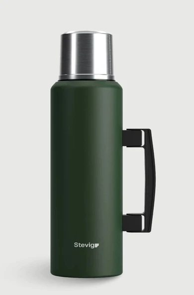 Stevig ST-206 4 Camp Klasik Vakumlu Kulplu Çelik Termos 1.5LT Green ürün görseli 1