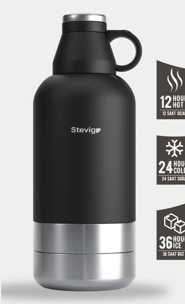 Stevig ST-212 4 Multi-Cup Çelik Termos 1.9LT Black - Resim 3