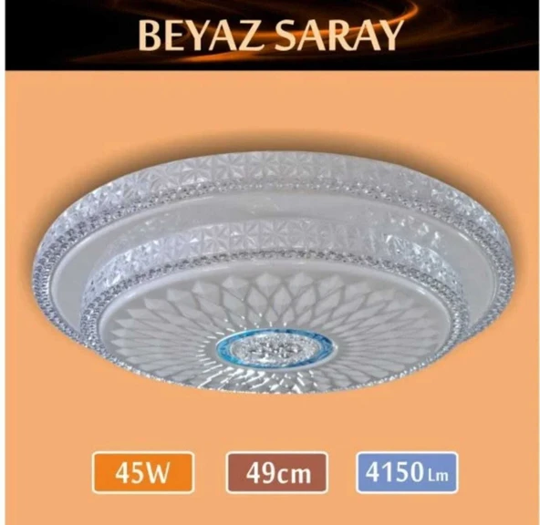 Sıva Üstü Led Panel 45W 49 cm çapında Model Beyaz Saray led avize ürün görseli 1