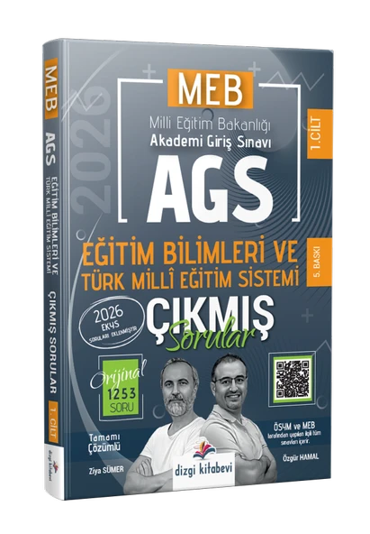Dizgi Kitap 2026 MEB AGS Tamamı Video Çözümlü Eğitim Bilimleri ve Türk Milli Eğitim Sistemi Çıkmış Sorular 5. Baskı Ziya Sümer Özgür Hamal ürün görseli 1