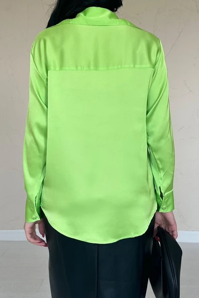 Neon Saten Gömlek - Resim 4