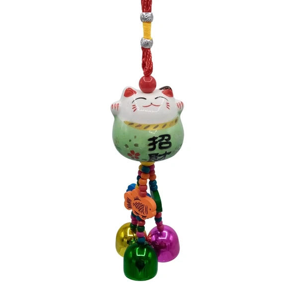 Feng Shui Maneki Neko Şans Kedisi Yeşil No.3 ürün görseli 1