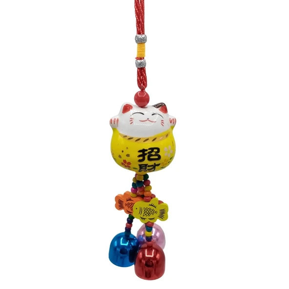 Feng Shui Maneki Neko Şans Kedisi Sarı No.3 ürün görseli 1