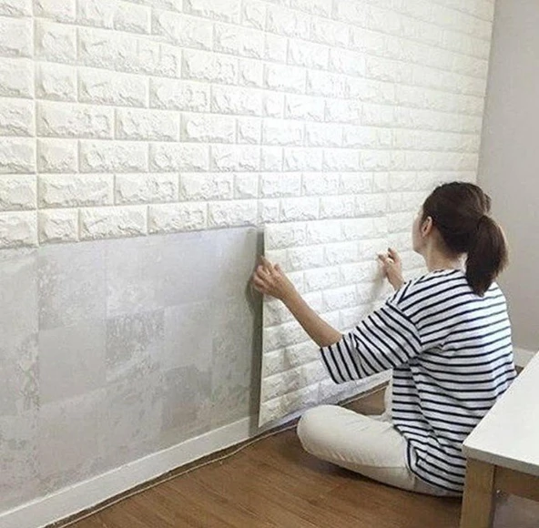 3D Tuğla Desenli Kendinden Yapışkanlı Duvar Paneli 58x38 cm ürün görseli 1