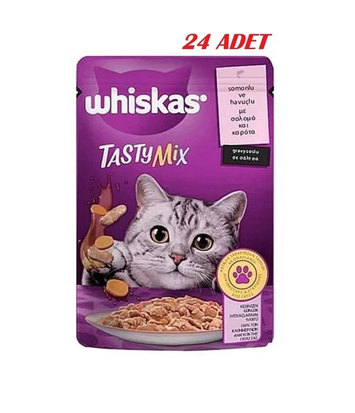 Whiskas Pouch Sos İçinde Somonlu ve Havuçlu Yetişkin Kedi Konservesi 85gr*24 ADET ürün görseli 1