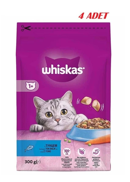 Whiskas Ton Balıklı ve Sebzeli Yetişkin Kedi Maması 300gr*4 ADET ürün görseli 1