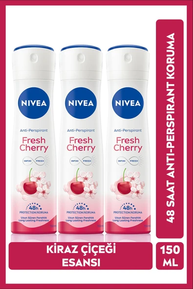 Kadın Sprey Deodorant Fresh Cherry 48 Saat Koruma 150mlx3 ürün görseli 1