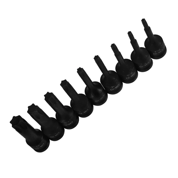1/2" Torx Bits Lokma Seti 9 Parça T20 T25 T30 T40 T45 T50 T55 T60 T70 CR-MO Uzunluk:78 mm Tork ürün görseli 1