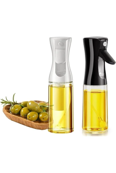 Dekorasyaa 2'li Çok Amaçlı Püskürtmeli Sprey Yağdanlık Cam Şişe 220ml - Siyah Beyaz ürün görseli 1