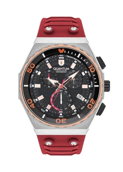 Quantum HNG1012.358 Quartz Kronograf Silikon Kırmızı 49 mm Erkek Kol Saati ürün görseli 1