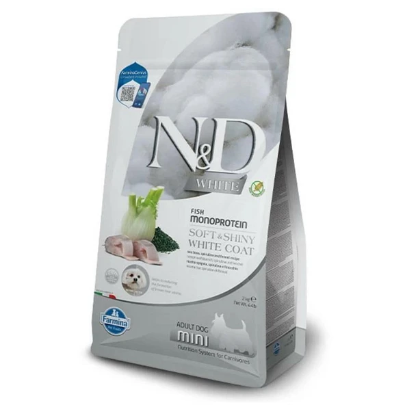 ND White Levrek Spirulina ve Rezeneli Küçük Irk Yetişkin Köpek Maması 2kg ürün görseli 1