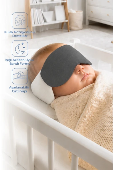 Babyjem Kepçe Kulak Önleyici ve Uyku Bandı Antrasit ürün görseli 1