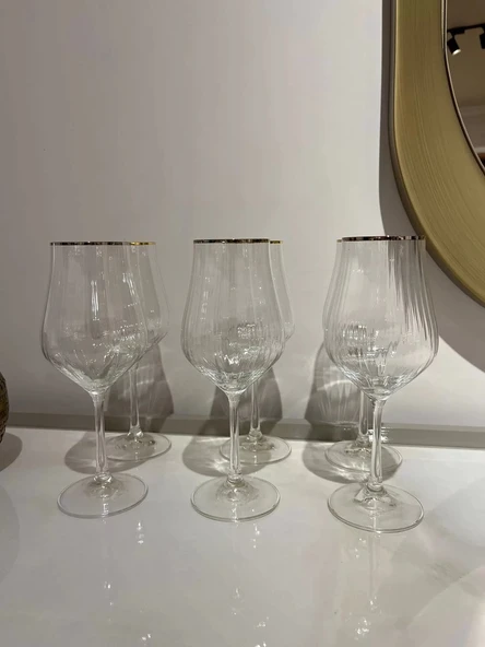 Schafer Tulipa Optik Ayaklı Kadeh 6 Parça-Platin ürün görseli 1