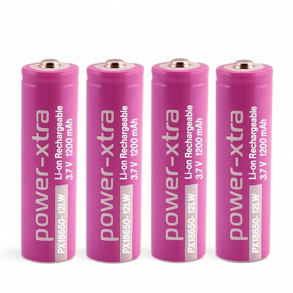 4 Adet Pembe PX18650-12LW 3.7V 1200mAh Li-Ion Şarjlı Pil Batarya Y25D015 Tekrar Şarj Edilebilir Pil ürün görseli 1