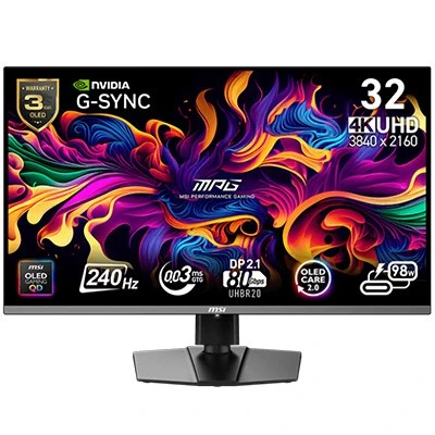 MSI 31.5 MPG 322URX QD-OLED 3840X2160(UHD) 16:9 FLAT 240HZ 0.03MS ADAPTIVE-SYNC GAMING MONITOR SİYAH ürün görseli 1