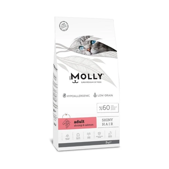 Molly Düşük Tahıllı Hypoallergenic Karidesli ve Somonlu Yetişkin Kedi Maması 2 Kg ürün görseli 1