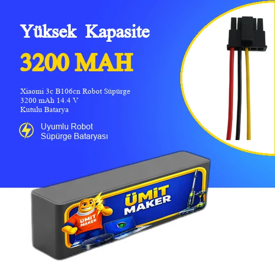 Xiaomi 3c B106cn Robot Süpürge 3200 mAh 14.4 V  Batarya – Orjinal Uyumlu Uzun Ömürlü, Yüksek Performans Pil ürün görseli 1