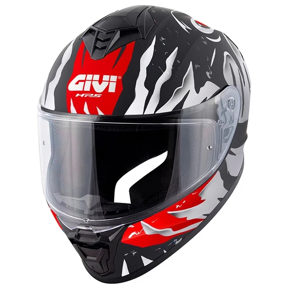 GIVI 50.X SHARKBITE MAT SİYAH-BEYAZ-KIRMIZI KAPALI KASK ürün görseli 1