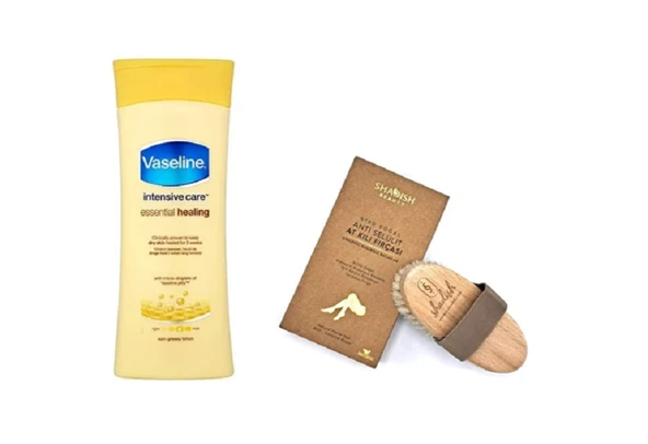 Vaseline Losyon 400 ml + Shadish Doğal At Kılı Selülit Fırçası | Cilt Bakım ve Masaj Seti ürün görseli 1