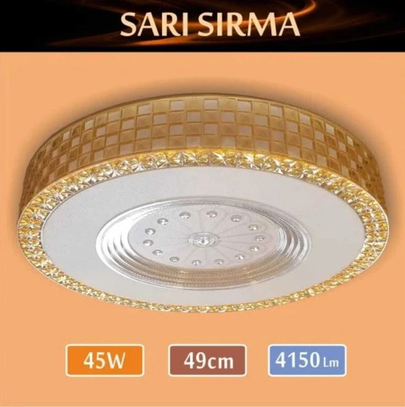 Sıva Üstü Led Panel 45W 49 cm çapında Model Sarı Sırma led avize ürün görseli 1