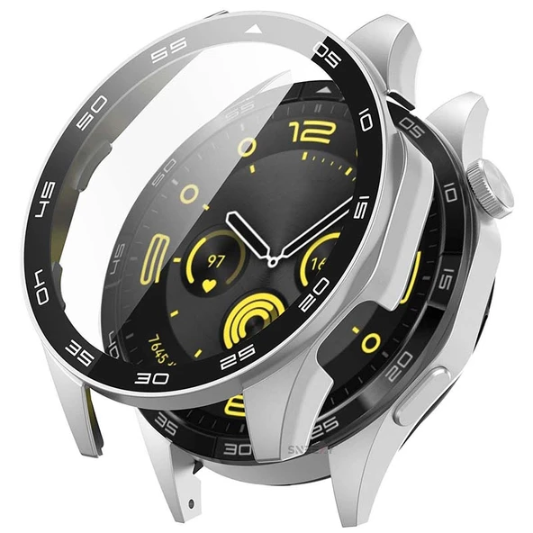 Sneezy Huawei Watch Gt4 46mm PC Sert Kasa Ve Ekran Koruyucu  Gümüş ürün görseli 1