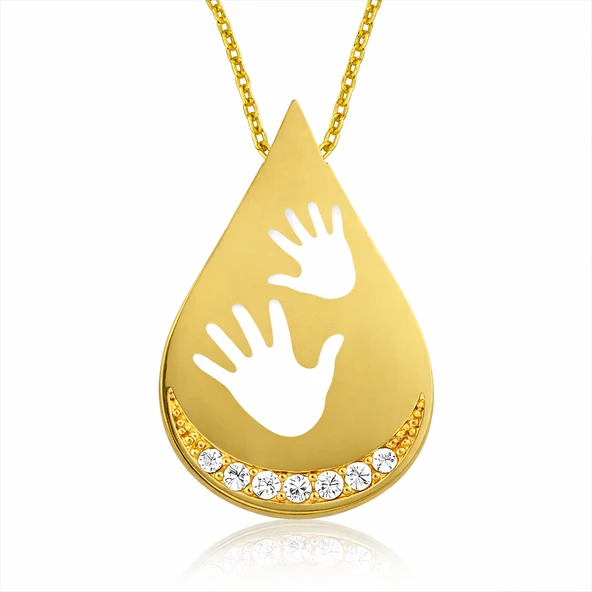 Harem Altın Gümüş Gold Bebek Elleri Bayan Kolye ürün görseli 1