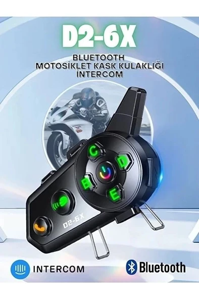 D2-6x 1000m Mesafeli 6 Kanallı İntercom Bluetooth Motosiklet Kask Kulaklığı İntercom Kulaklık ürün görseli 1