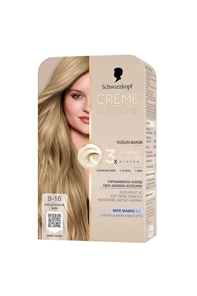 Schwarzkopf Creme Supreme Full Kit 9-16 Küllü Soğuk Sarı ürün görseli 1