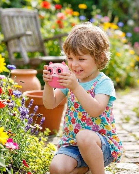 Çocuklar İçin Baskılı Mini Kamera 6 Kalem 5 Kağıt Rulosu Hediyeli Eğlenceli Fotoğraf Makinesi ürün görseli 1