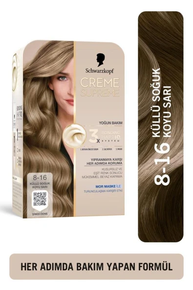 Schwarzkopf Creme Supreme Saç Boyası 8-16 Küllü Soğuk Koyu Sarı ürün görseli 1